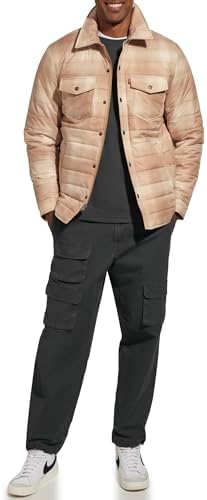 Levis Mens Quilted Stretch Bomber Shirt Jacket