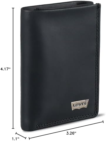 Levis Mens RFID Trifold Wallet Sleek and Slim Includes ID Window and Credit Card Holder