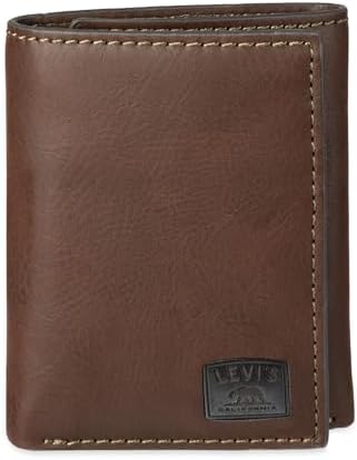 Levis Mens RFID Trifold Wallet Sleek and Slim Includes ID Window and Credit Card Holder