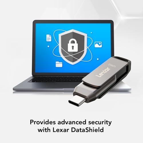 Lexar 128GB JumpDrive Dual Drive D400 USB 3 2 Type C & Type A Flash Drive for Storage Expansion  Photo Back up for iPhone 15  Up to 130MB/s  Metal Housing & Swivel Design  Titanium  LJDD400128G BNQNU 