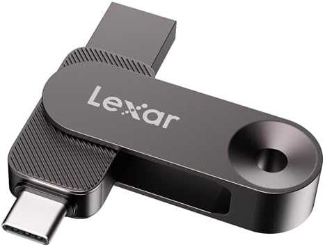 Lexar 128GB JumpDrive Dual Drive D400 USB 3 2 Type C & Type A Flash Drive for Storage Expansion  Photo Back up for iPhone 15  Up to 130MB/s  Metal Housing & Swivel Design  Titanium  LJDD400128G BNQNU 