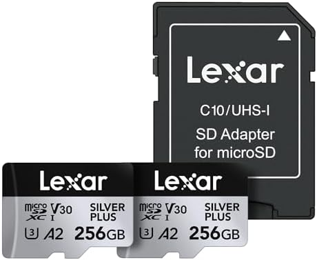 Lexar 1T Professional Silver Plus Micro SD Card  UHS I  C10  U3  V30  Full HD & 4K  Up to 205/150 MB/s microSDXC Memory Card  for Videographers  Gamers  LMSSIPL001T BNANU 