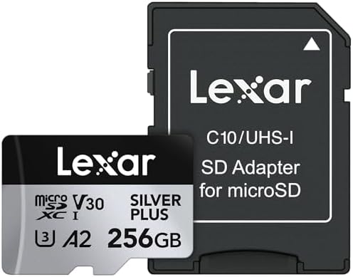 Lexar 1T Professional Silver Plus Micro SD Card  UHS I  C10  U3  V30  Full HD & 4K  Up to 205/150 MB/s microSDXC Memory Card  for Videographers  Gamers  LMSSIPL001T BNANU 