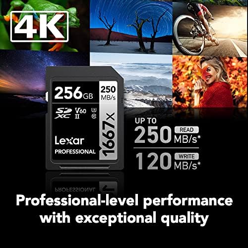 Lexar 256GB  2 Pack  Professional 1667x SD Card  UHS II  C10  U3  V60  Full HD  4K  Up To 250MB/s Read SDXC Memory Card  for Professional Photographer  Videographer  Enthusiast  LSD1667256G B2NNU 