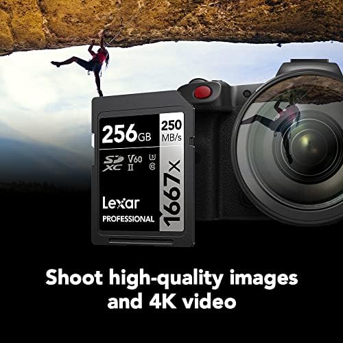 Lexar 256GB  2 Pack  Professional 1667x SD Card  UHS II  C10  U3  V60  Full HD  4K  Up To 250MB/s Read SDXC Memory Card  for Professional Photographer  Videographer  Enthusiast  LSD1667256G B2NNU 