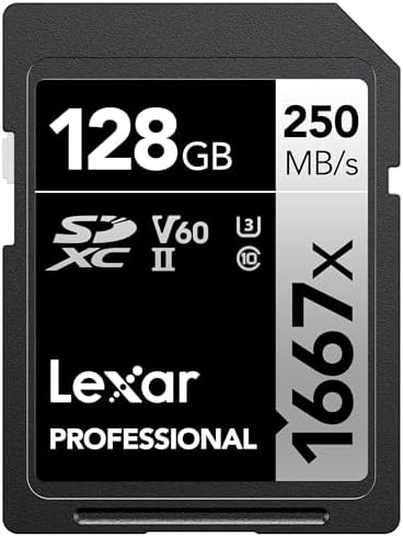 Lexar 256GB  2 Pack  Professional 1667x SD Card  UHS II  C10  U3  V60  Full HD  4K  Up To 250MB/s Read SDXC Memory Card  for Professional Photographer  Videographer  Enthusiast  LSD1667256G B2NNU 