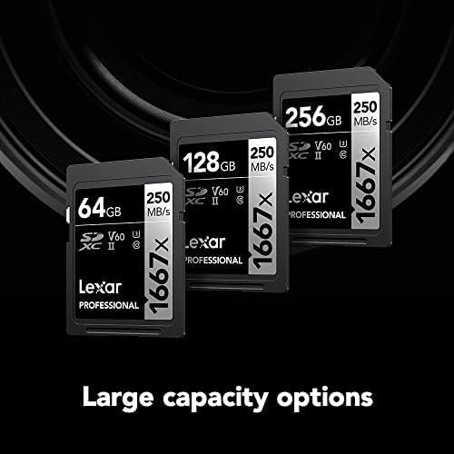Lexar 256GB  2 Pack  Professional 1667x SD Card  UHS II  C10  U3  V60  Full HD  4K  Up To 250MB/s Read SDXC Memory Card  for Professional Photographer  Videographer  Enthusiast  LSD1667256G B2NNU 