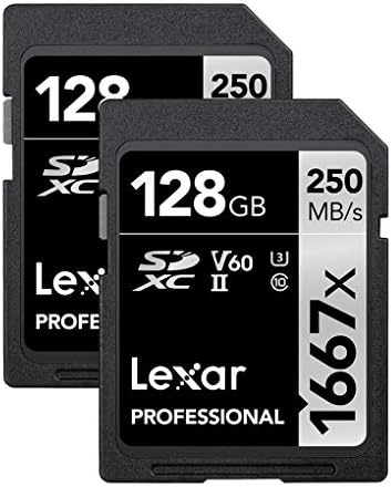Lexar 256GB  2 Pack  Professional 1667x SD Card  UHS II  C10  U3  V60  Full HD  4K  Up To 250MB/s Read SDXC Memory Card  for Professional Photographer  Videographer  Enthusiast  LSD1667256G B2NNU 