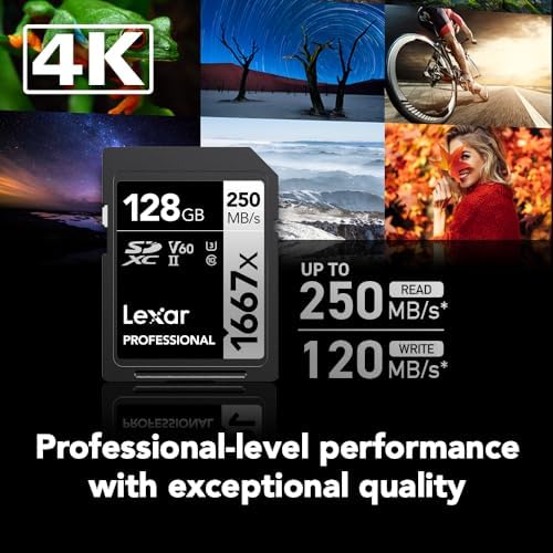 Lexar 256GB  2 Pack  Professional 1667x SD Card  UHS II  C10  U3  V60  Full HD  4K  Up To 250MB/s Read SDXC Memory Card  for Professional Photographer  Videographer  Enthusiast  LSD1667256G B2NNU 