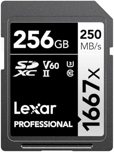 Lexar 256GB  2 Pack  Professional 1667x SD Card  UHS II  C10  U3  V60  Full HD  4K  Up To 250MB/s Read SDXC Memory Card  for Professional Photographer  Videographer  Enthusiast  LSD1667256G B2NNU 