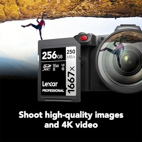 Lexar 256GB  2 Pack  Professional 1667x SD Card  UHS II  C10  U3  V60  Full HD  4K  Up To 250MB/s Read SDXC Memory Card  for Professional Photographer  Videographer  Enthusiast  LSD1667256G B2NNU 