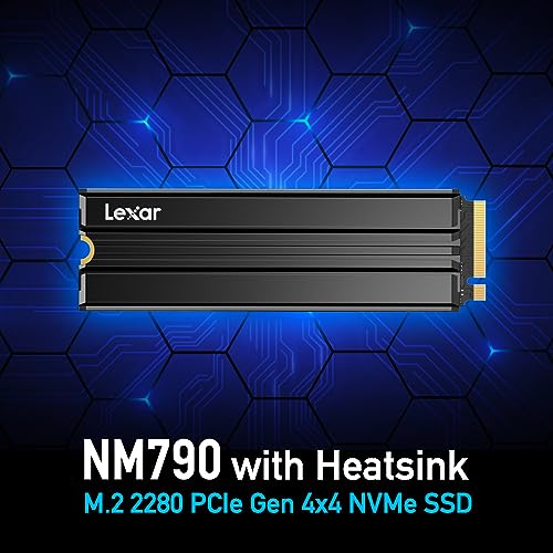 Lexar SSD NM790 de 4TB con disipador de calor PCIe Gen4 NVMe M.2 2280 Unidad interna de estado sólido, hasta 7400/6500 MB/s de lectura/escritura, compatible con PS5, para jugadores y creadores, negro