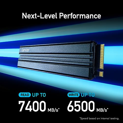 Lexar SSD NM790 de 4TB con disipador de calor PCIe Gen4 NVMe M.2 2280 Unidad interna de estado sólido, hasta 7400/6500 MB/s de lectura/escritura, compatible con PS5, para jugadores y creadores, negro