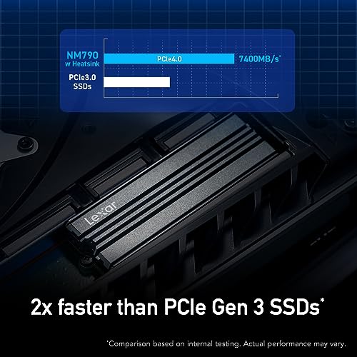 Lexar SSD NM790 de 4TB con disipador de calor PCIe Gen4 NVMe M.2 2280 Unidad interna de estado sólido, hasta 7400/6500 MB/s de lectura/escritura, compatible con PS5, para jugadores y creadores, negro