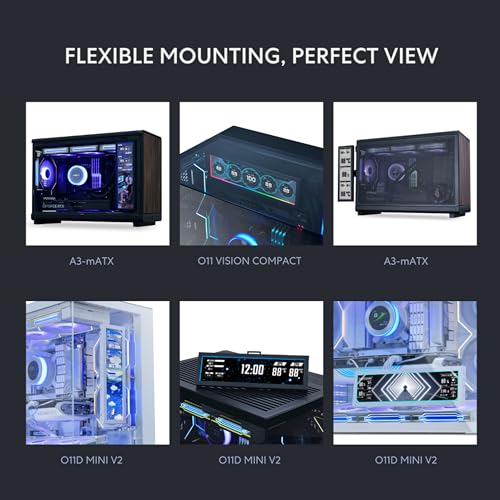 Lian Li Pantalla universal de 8.8 pulgadas para PC, montaje ajustable para cualquier configuración de computadora, marco ARGB personalizable, panel de visualización de temperatura de PC, pantalla LCD