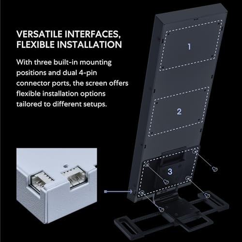 Lian Li Pantalla universal de 8.8 pulgadas para PC, montaje ajustable para cualquier configuración de computadora, marco ARGB personalizable, panel de visualización de temperatura de PC, pantalla LCD