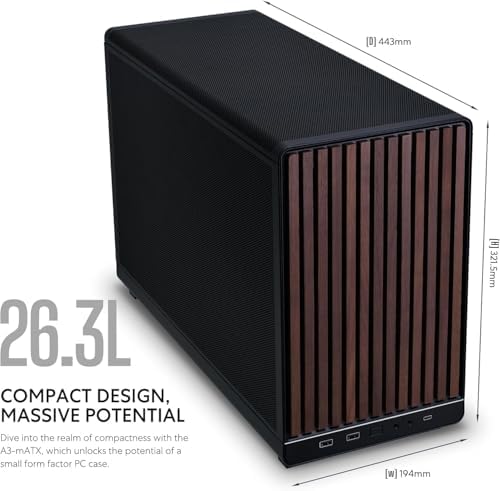 Lian Li A3 mATX WD 26 3L Micro Form Factor Chassis No Fans Included Supports 360mm AIO Modularity Design for M ATX  ITX Motherboard DAN Cases Collaboration Wood Front Panel Black  A3X WD