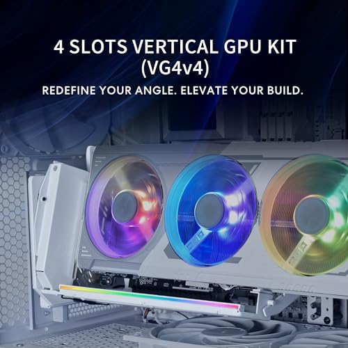 Lian Li ATX PC Case 4 Slots Vertical GPU Kit  VG4v4    Premium Gen 5 Riser Cable PCI E 5 0 x16 200mm  PCIe 3 0/4 0 Compatible  Adjustable Position   Fits Most PC Cases  VG4v4 White 