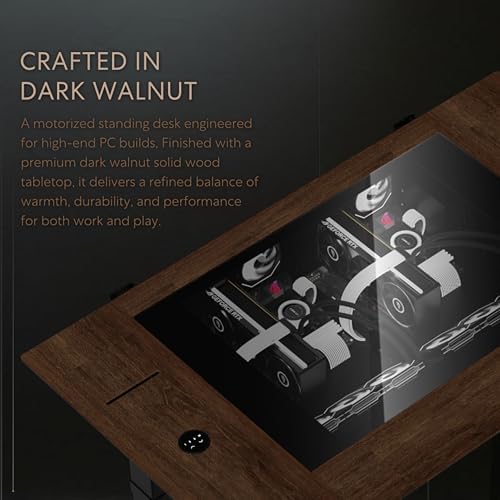 Lian Li DK 07 Wood Motorized Standing Desk   Dual E ATX Ready  Real Wood Top  Built in Wireless Charging  Height Adjustable  Up to Dual 480/420 Radiators  17 Fan Support Dual System PC Desk DK07X WD