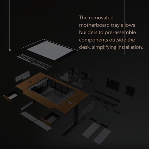 Lian Li DK 07 Wood Motorized Standing Desk   Dual E ATX Ready  Real Wood Top  Built in Wireless Charging  Height Adjustable  Up to Dual 480/420 Radiators  17 Fan Support Dual System PC Desk DK07X WD