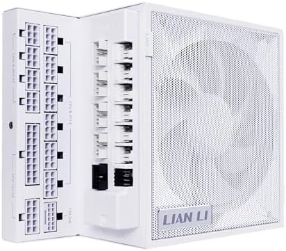 Lian Li EDGE1200W Fully Modular Low Noise ATX Power Supply   ATX 3 1 & PCIE 5 1 Compliant   Cybenetics Gold Efficiency   12V 2x6 Cable   L Shape Design   with USB/Fan Hub   White  EG1200G WH 
