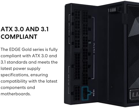 Lian Li EDGE1200W Fully Modular Low Noise ATX Power Supply   ATX 3 1 & PCIE 5 1 Compliant   Cybenetics Gold Efficiency   12V 2x6 Cable   L Shape Design   with USB/Fan Hub   White  EG1200G WH 