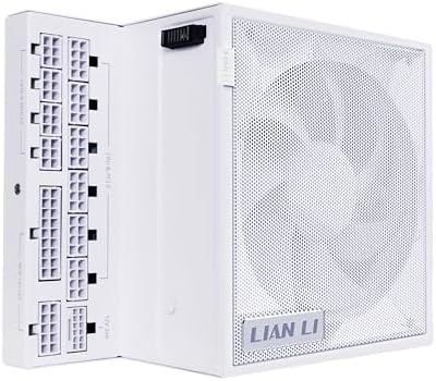 Lian Li EDGE1200W Fully Modular Low Noise ATX Power Supply   ATX 3 1 & PCIE 5 1 Compliant   Cybenetics Gold Efficiency   12V 2x6 Cable   L Shape Design   with USB/Fan Hub   White  EG1200G WH 