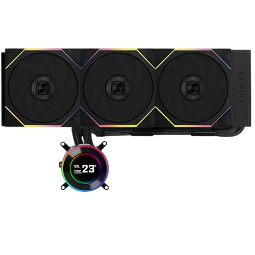 Lian Li Hydroshift II C 360TL RGB Liquid CPU Cooler   360mm AIO   3X 120 RGB Fans   2 1  IPS LCD Screen   3 Control Mode   Flexible Tubes Clamp   LGA 1851/1700  AMD AM5/AM4   Black  HS2LCD36TB 