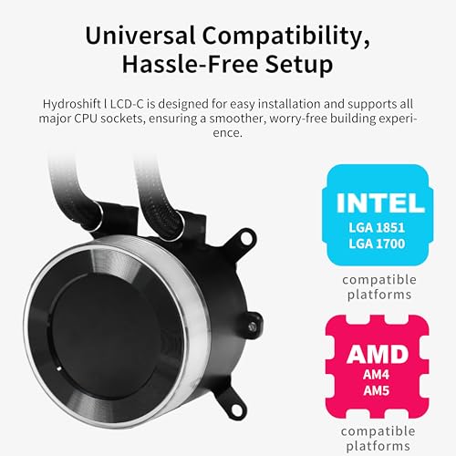 Lian Li Hydroshift II C 360TL RGB Liquid CPU Cooler   360mm AIO   3X 120 RGB Fans   2 1  IPS LCD Screen   3 Control Mode   Flexible Tubes Clamp   LGA 1851/1700  AMD AM5/AM4   Black  HS2LCD36TB 