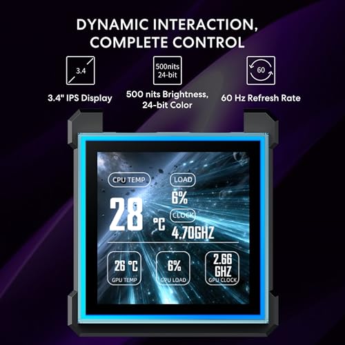 Lian Li Hydroshift II S LCD 360TL ARGB Liquid CPU Cooler   360mm AIO   3 4 IPS LCD Square Screen   Daisy Chain   Low Noise   Intel LGA 1851/1700  AMD AM5/AM4 3X TL120 ARGB Fan   Black  HS2LCDS36TB