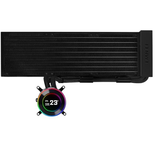 Lian Li Hydroshift II S LCD 360TL ARGB Liquid CPU Cooler   360mm AIO   3 4 IPS LCD Square Screen   Daisy Chain   Low Noise   Intel LGA 1851/1700  AMD AM5/AM4 3X TL120 ARGB Fan   Black  HS2LCDS36TB