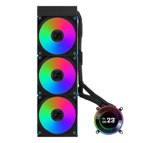 Lian Li Hydroshift II S LCD 360TL ARGB Liquid CPU Cooler   360mm AIO   3 4 IPS LCD Square Screen   Daisy Chain   Low Noise   Intel LGA 1851/1700  AMD AM5/AM4 3X TL120 ARGB Fan   Black  HS2LCDS36TB