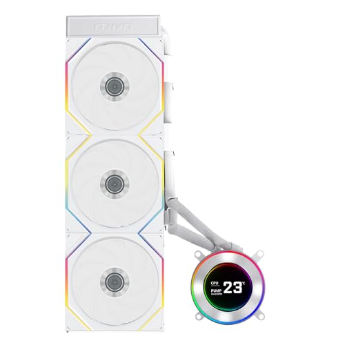 Lian Li Hydroshift II S LCD 360TL ARGB Liquid CPU Cooler   360mm AIO   3 4 IPS LCD Square Screen   Daisy Chain   Low Noise   Intel LGA 1851/1700  AMD AM5/AM4 3X TL120 ARGB Fan   Black  HS2LCDS36TB