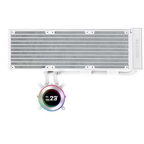 Lian Li Hydroshift II LCD S 360TL ARGB Liquid CPU Cooler   360mm AIO   3 4 IPS LCD Square Screen   Daisy Chain   Low Noise   Intel LGA 1851/1700  AMD AM5/AM4 3X TL120 ARGB Fan   White  HS2LCDS36TW 