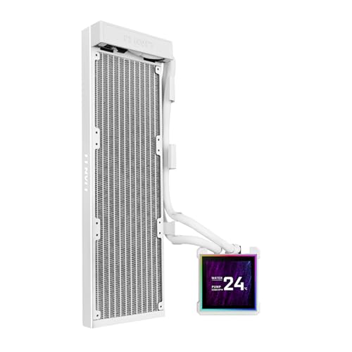 Lian Li Hydroshift II LCD S 360TL ARGB Liquid CPU Cooler   360mm AIO   3 4 IPS LCD Square Screen   Daisy Chain   Low Noise   Intel LGA 1851/1700  AMD AM5/AM4 3X TL120 ARGB Fan   White  HS2LCDS36TW 
