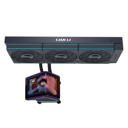 Lian Li Hydroshift II OLED Curved 360P28 V2 Liquid CPU Cooler   360mm AIO   3x120mm P28V2 Fans   6 67 Screen   3D Animation Effects   Daisy Chain  LGA 1851/1700  AMD AM5/4  Black  HS2OLDC36PB