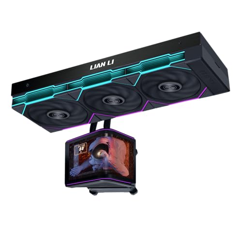 Lian Li Hydroshift II OLED Curved 360TL RGB Liquid CPU Cooler   360mm AIO   3x120mm TL Flex Fans   6 67 Screen   3D Animation Effects   Low Noise   LGA 1851/1700  AMD AM5/4  Black  HS2OLDC36TB