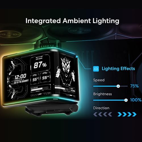 Lian Li Hydroshift II OLED Curved 360TL RGB Liquid CPU Cooler   360mm AIO   3x120mm TL Flex Fans   6 67 Screen   3D Animation Effects   Low Noise   LGA 1851/1700  AMD AM5/4  Black  HS2OLDC36TB