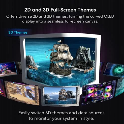 Lian Li Hydroshift II OLED Curved 360 Liquid CPU Cooler   Flexible Slide Tube Clamp Coolant Pathway   Adjustable 6 67 2K Screen   3D Animation Effects   LGA 1851/1700  AMD AM5/4   White  HS2OLDC36NW 