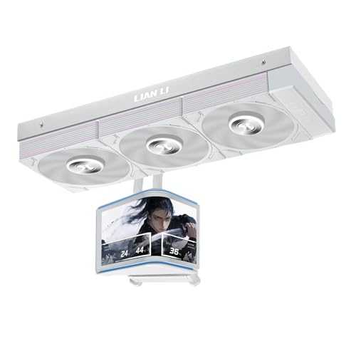Lian Li Hydroshift II OLED Curved 360 Liquid CPU Cooler   Flexible Slide Tube Clamp Coolant Pathway   Adjustable 6 67 2K Screen   3D Animation Effects   LGA 1851/1700  AMD AM5/4   White  HS2OLDC36NW 