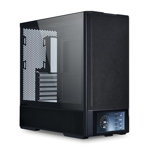Lian Li LANCOOL 207 Digital ATX Computer Case w/Integrated LCD Screen  Mesh Centric Panels Mid Tower PC Case w/ 2 x 140x40x30mm PWM Fans  2 x 140mm Fans Pre Installed  Side or Rear Mount PSU