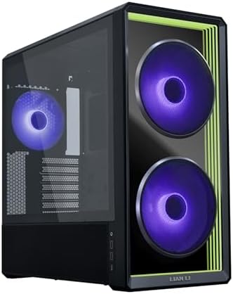 Lian Li LANCOOL 217 Genuine Walnut Wood Computer Case  Mid Tower ATX PC Case with 5 Pre Installed PWM Fans 2x170mm  2x120mm & 1x140mm  Flexible PSU & Cable Installation   Black  LAN217X