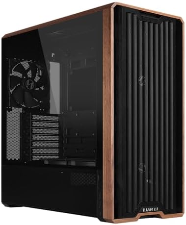 Lian Li LANCOOL 217 Genuine Walnut Wood Computer Case  Mid Tower ATX PC Case with 5 Pre Installed PWM Fans 2x170mm  2x120mm & 1x140mm  Flexible PSU & Cable Installation   Black  LAN217X