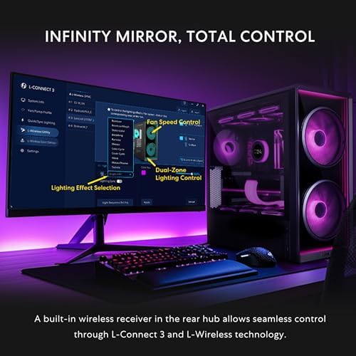 Lian Li LANCOOL 217 INF Infinity Mirror Computer Case  Mid Tower ATX PC Case w/ 3 Pre Installed Fans  2x170mm ARGB Fans  1x140mm  Front Mirror Glass Panel  Optimized Airflow   Black  LANCOOL 217INFX