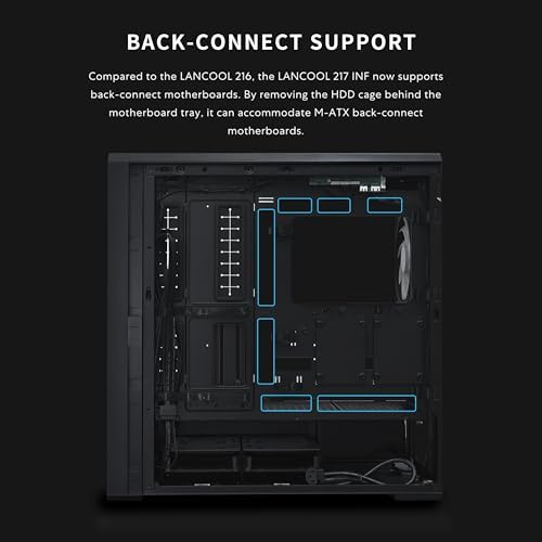 Lian Li LANCOOL 217 INF Infinity Mirror Computer Case  Mid Tower ATX PC Case w/ 3 Pre Installed Fans  2x170mm ARGB Fans  1x140mm  Front Mirror Glass Panel  Optimized Airflow   Black  LANCOOL 217INFX