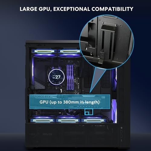 Lian Li LANCOOL 217 INF Infinity Mirror Computer Case  Mid Tower ATX PC Case w/ 3 Pre Installed Fans  2x170mm ARGB Fans  1x140mm  Front Mirror Glass Panel  Optimized Airflow   Black  LANCOOL 217INFX