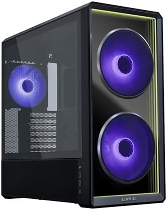 Lian Li LANCOOL 217 Genuine Walnut Wood Computer Case  Mid Tower ATX PC Case with 5 Pre Installed PWM Fans 2x170mm  2x120mm & 1x140mm  Flexible PSU & Cable Installation   Black  LAN217X 