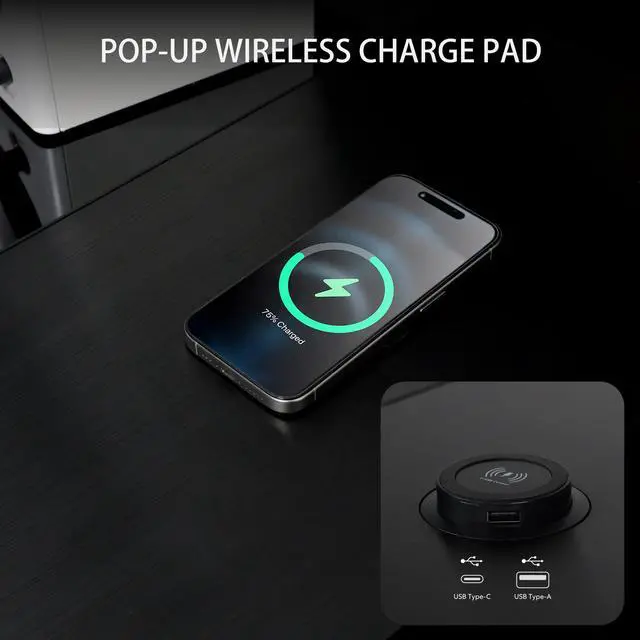Lian Li Motorized Standing Desk DK 07X Dual E ATX Support Wireless Charging & USB Ports for Ultimate Workflow Versatile Motorized Desk Cable Management DK07X