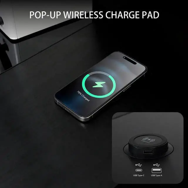 Lian Li Motorized Standing Desk DK 07X Dual E ATX Support Wireless Charging & USB Ports for Ultimate Workflow Versatile Motorized Desk Cable Management DK07X