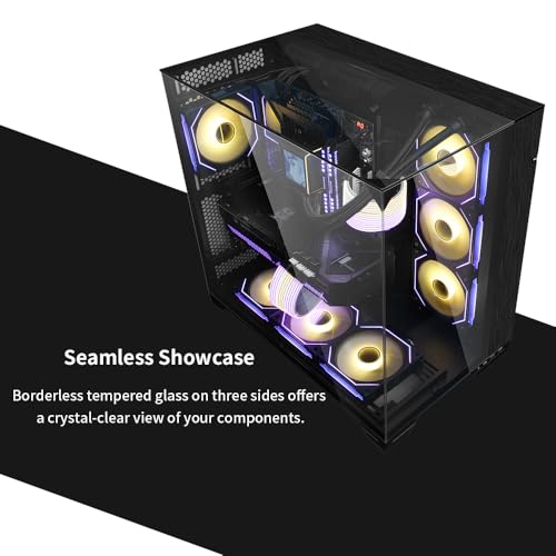 Lian Li O11 Vision Three sided tempered glass panels Dual chamber ATX Mid Tower Up to 2 360mm radiators Removable motherboard tray for PC building Up to 455mm large GPUs O11VX US